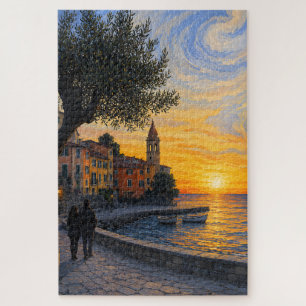 Postimpressionistische Italiaanse zonsondergangspu Legpuzzel