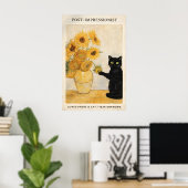 Postimpressionistische kat zonnebloem print, Van G Poster (Thuiskantoor)