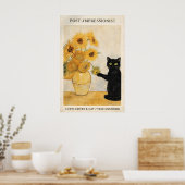 Postimpressionistische kat zonnebloem print, Van G Poster (Keuken)