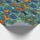Postimpressionistische stijl katten cadeaupapier (Hoek)