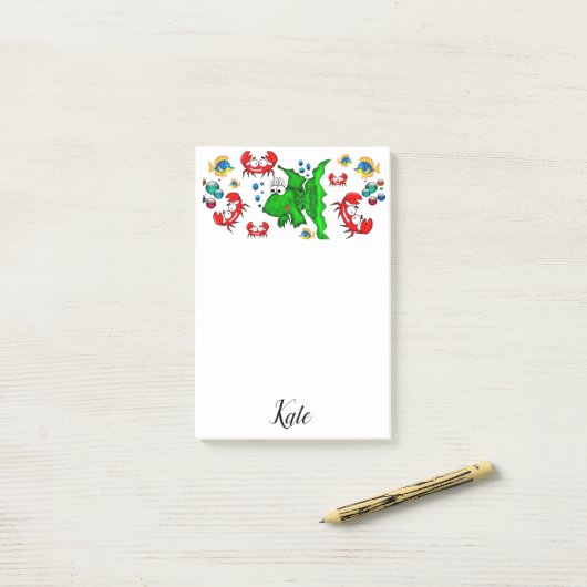 Postit Notes Fish Crab (Op bureau)