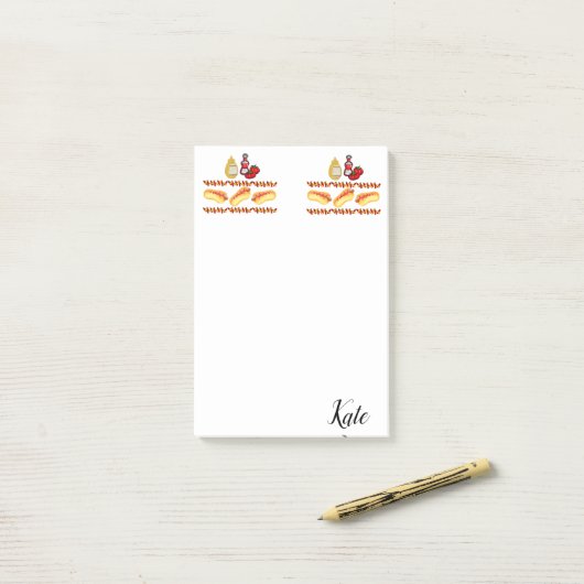 Postit Notes Hotdogs Ketchup Mustard Food (Op bureau)