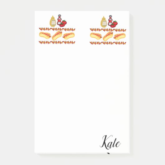 Postit Notes Hotdogs Ketchup Mustard Food (Voorkant)