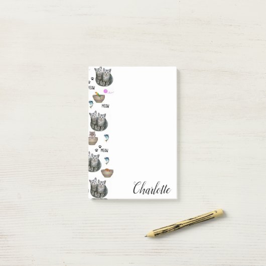 Postit Notes Meow Kitten Cats (Op bureau)