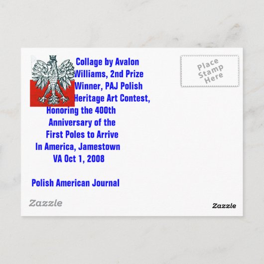 Postkaart 2e Prijs Winner PAJ Heritage.. (Achterkant)