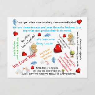 Postkaart Baby Shower Baby Aankomst