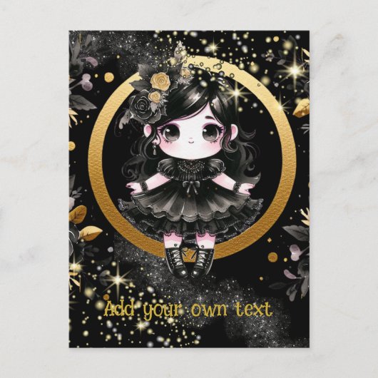 POSTKAART | Goth-meisjes Kawaii Chibi Schattig Op  (Voorkant)