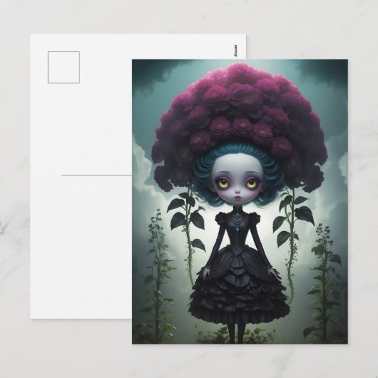 Postkaart - Gothic Flowers Feestdagenkaart (Voorkant / Achterkant)