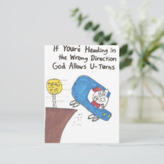 postkaart - grappige kerkborden (Staand voorkant)