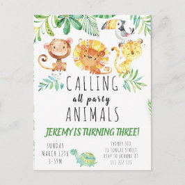 Postkaart Jungle Feest Kinderen Uitnodiging