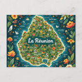 Postkaart La Réunion - geïllustreerde kaart van he (Voorkant)