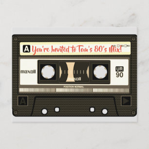 Postkaart met 80's Mix Tape personalisatie Uitnodiging Briefkaart