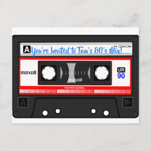 Postkaart met 80's Mix Tape personalisatie Uitnodiging Briefkaart