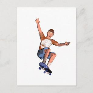 Postkaart met een schaats Boarding Boy Illustratie