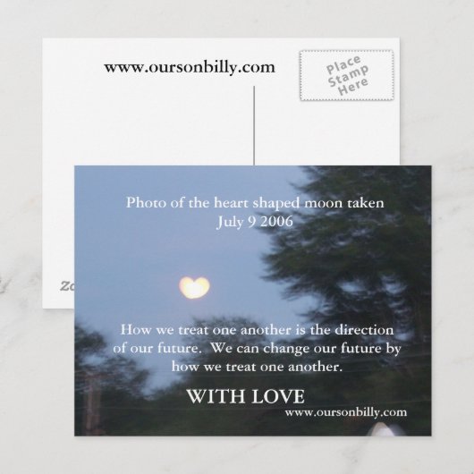 Postkaart met hartvormige maan (Voorkant / Achterkant)