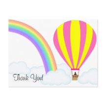 Postkaart met hete luchtballon - Witte achtergrond