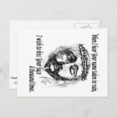 Postkaart met hoofd Christus en gezegde. (Voorkant / Achterkant)