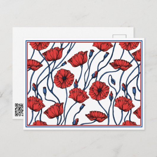 Postkaart met klaproos bloemboeket (Voorkant / Achterkant)