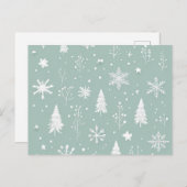 Postkaart met witte bomen en sneeuwvlokken (Voorkant / Achterkant)
