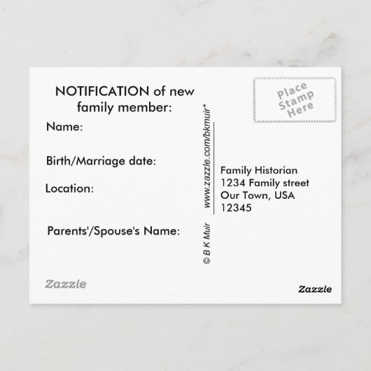 Postkaart - Nieuw familielid (Achterkant)