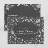 Postkaart om de datum te reserveren met zilverkleu aankondigingskaart (Voorkant / Achterkant)