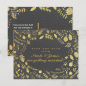 Postkaart om op te slaan met bloemmotief in houtsk aankondigingskaart (Voorkant / Achterkant)