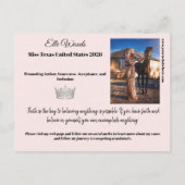 Postkaart Roze Glans Pageant Handtekening Foto (Achterkant)