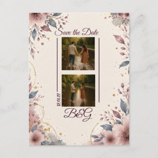 Postkaart Save the Date Bloemenschildering