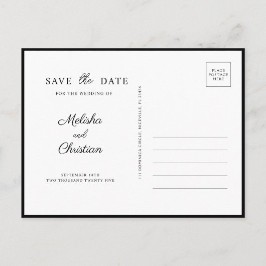 Postkaart Save The Date modern horizontaal Uitnodiging Briefkaart (Achterkant)