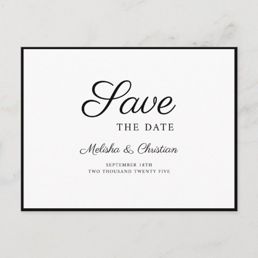 Postkaart Save The Date modern horizontaal Uitnodiging Briefkaart (Voorkant)