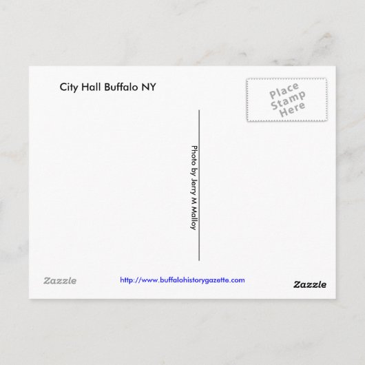 Postkaart - stadhuis Buffalo NY (Achterkant)