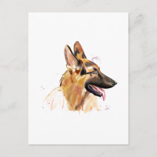 Postkaart van Duitse Herdershond, Aquarel Schilder