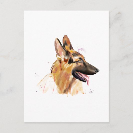 Postkaart van Duitse Herdershond, Aquarel Schilder (Voorkant)