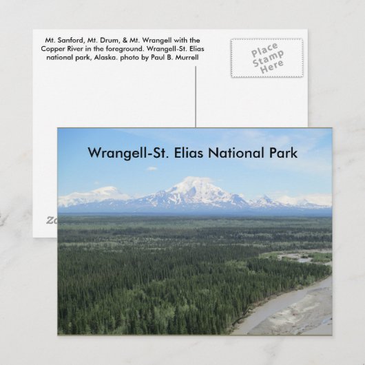 Postkaart van het nationaal park Wrangell-Saint El (Voorkant / Achterkant)