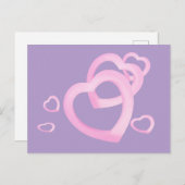 Postkaart van roze harten feestdagenkaart (Voorkant / Achterkant)