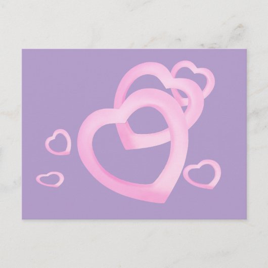 Postkaart van roze harten feestdagenkaart (Voorkant)