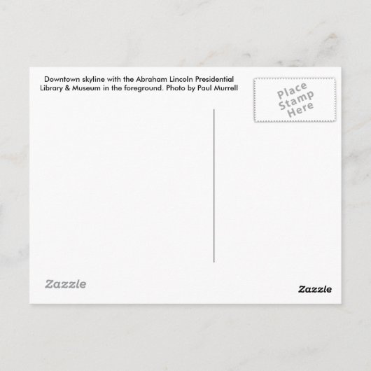 postkaart van Springfield, Illinois (Achterkant)