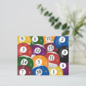 Postkaart voor 30ste verjaardagsfeestje met biljar (Staand voorkant)