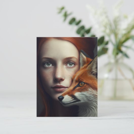 Postkaart Vossenvrouw (Staand voorkant)