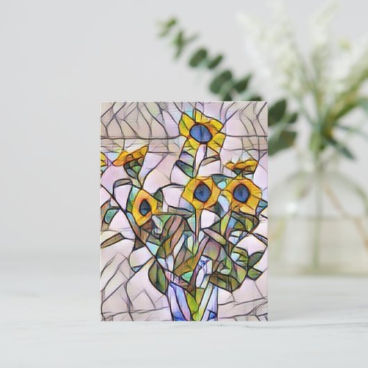 Postkaart - Zonnebloem Mozaïek (Staand voorkant)