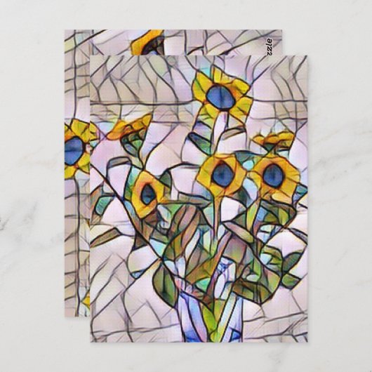 Postkaart - Zonnebloem Mozaïek (Voorkant / Achterkant)