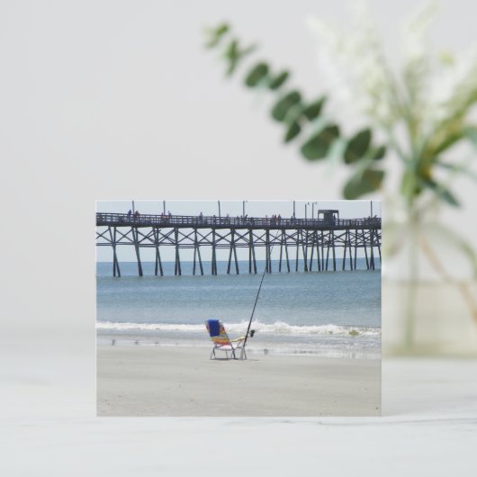 Postkaartvisserij op strand van Oak Island Briefkaart (Staand voorkant)