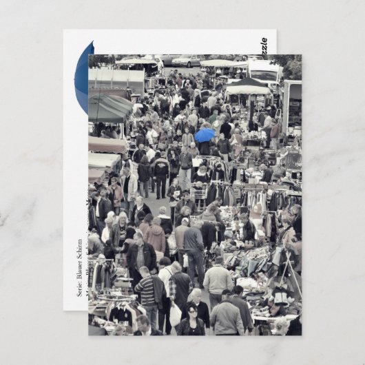 Postkarte - "Blauer Schirm in grauer Masse" Briefkaart (Voorkant / Achterkant)