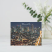 Postkarte, die Skyline Frankfurt bei Nacht Briefkaart (Staand voorkant)
