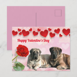 Postkarte English Mastiff Valentinstags  Briefkaart