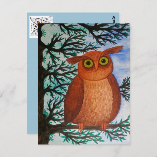 Postkarte Eule Briefkaart (Voorkant / Achterkant)