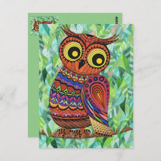 Postkarte Eule Briefkaart (Voorkant / Achterkant)