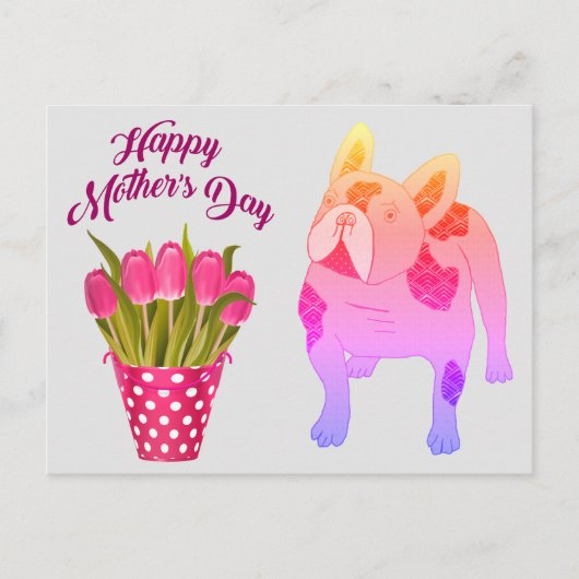Postkarte französische Bulldogge Muttertag Briefkaart (Voorkant)