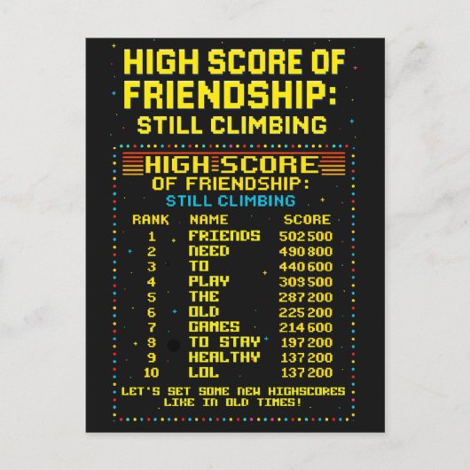 Postkarte „Friendship Highscore“ Briefkaart (Voorkant)