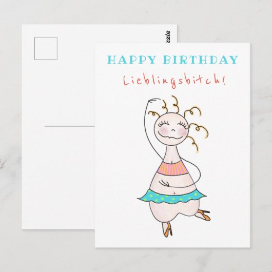 Postkarte Geburtstag Happy Birthday Lieblingsbitch Briefkaart (Voorkant / Achterkant)